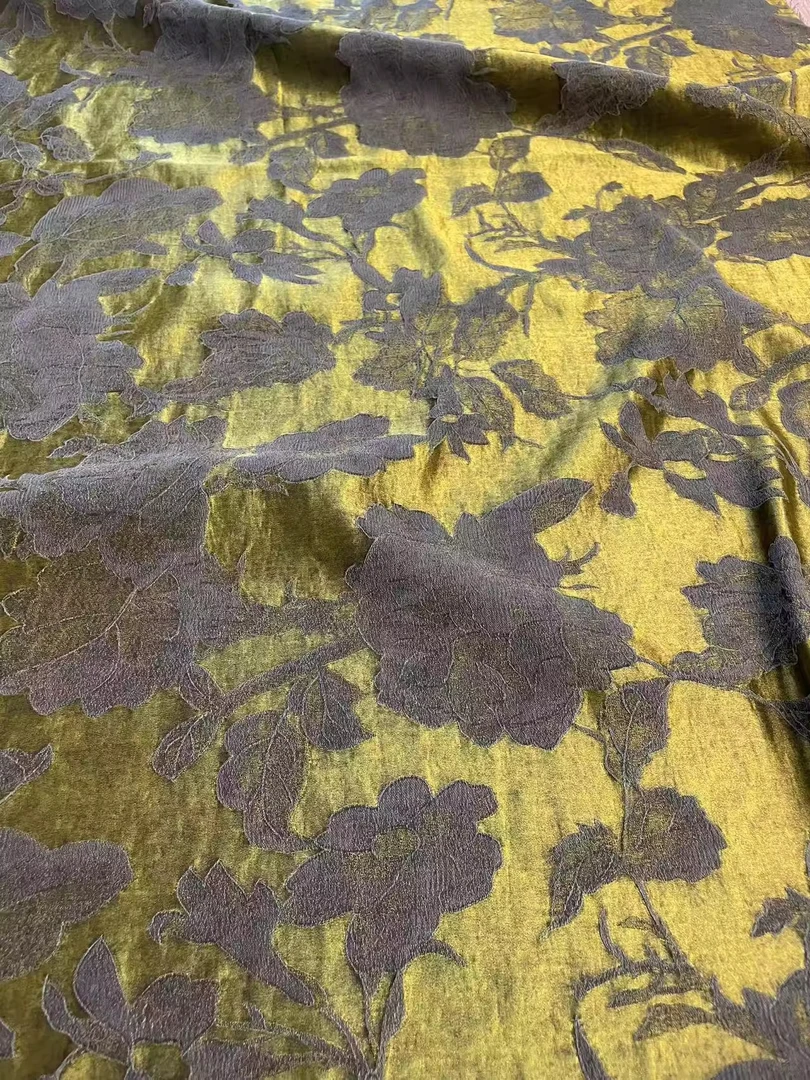 蝴蝶玫瑰重磅真丝香云纱油丝面料新中式旗袍连衣裙马甲服装面料