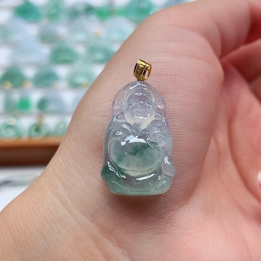 翡翠18K金镶嵌吊坠(赠链)25-16-5.8