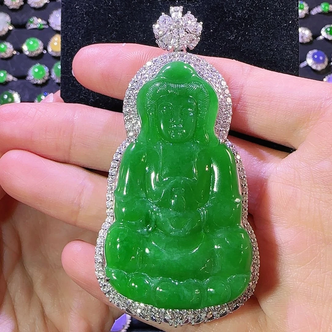 翡翠18K金镶嵌吊坠(不含链)