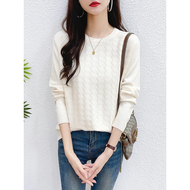 早秋打底衫女内搭2025春秋新款上衣长袖针织衫穿搭毛衣宽松外穿潮