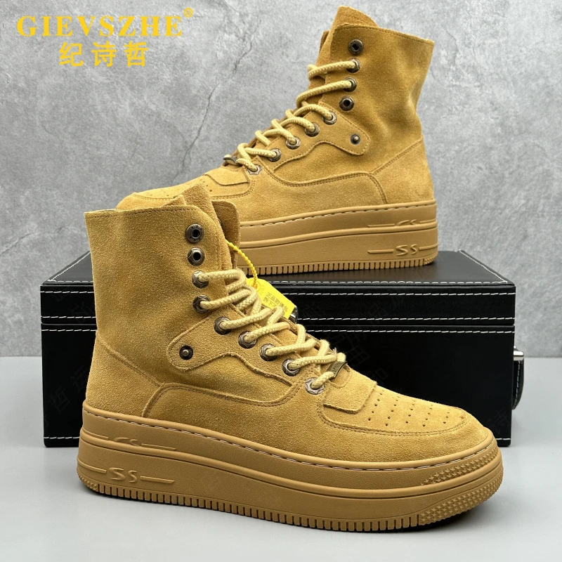 纪诗哲马丁靴男款潮流百搭时尚大黄靴新款厚底增高耐磨高帮板鞋