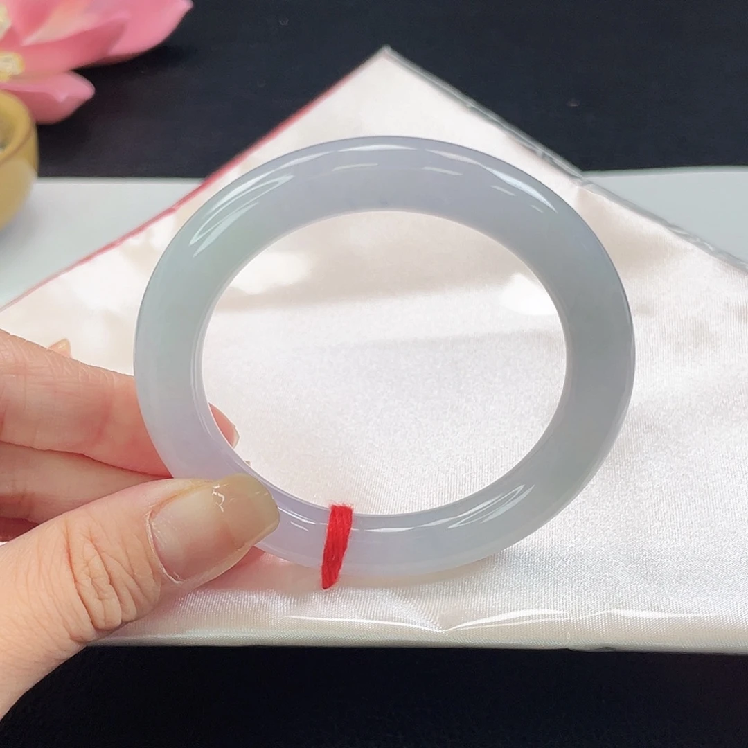 翡翠未镶嵌手镯23号冰胶春彩圆条-强推