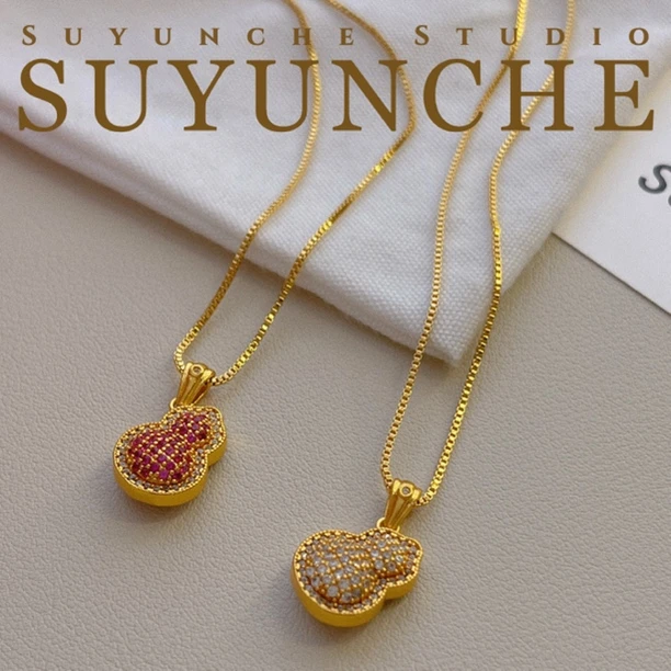 铜合金项链 Suyunche2685时尚镶钻经典葫芦古法项链两色可选