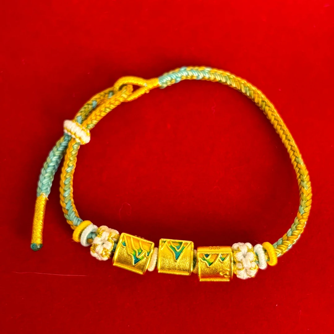 铜合金手链 千里江山图转运珠手绳手工编织手链串珠送女友礼物