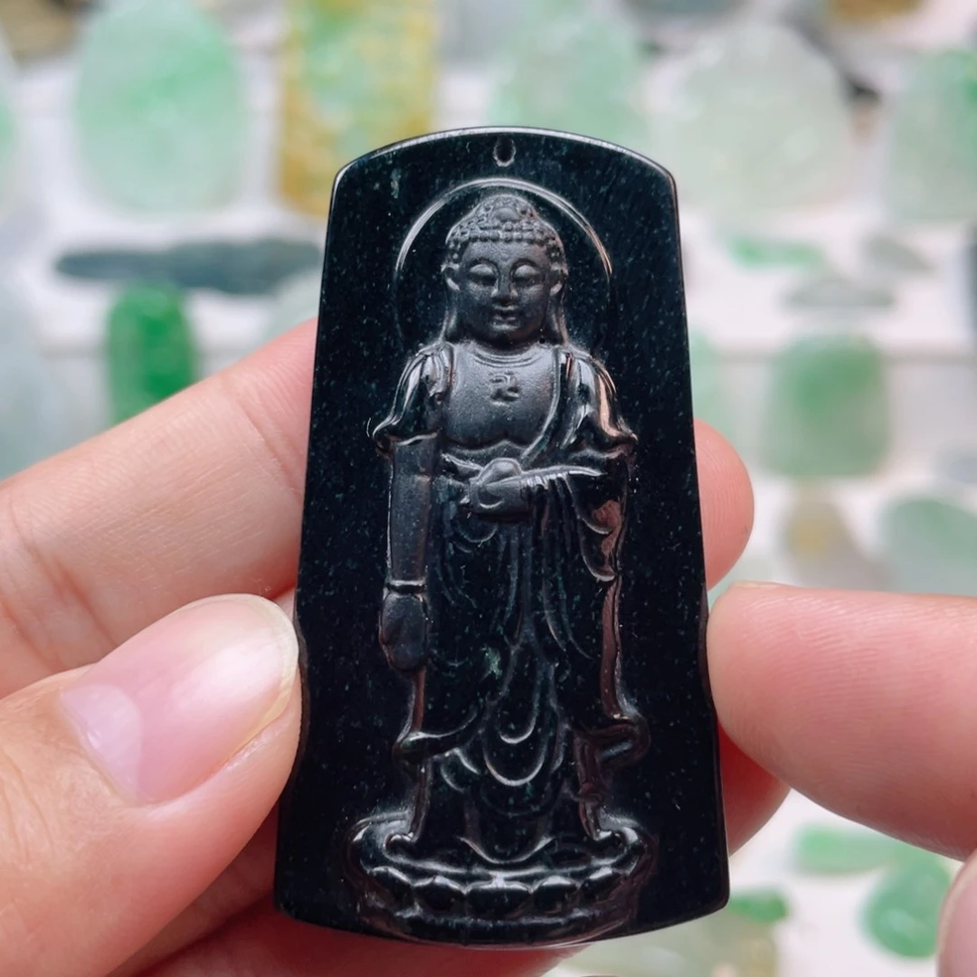 翡翠颈饰未镶嵌墨翠阿弥