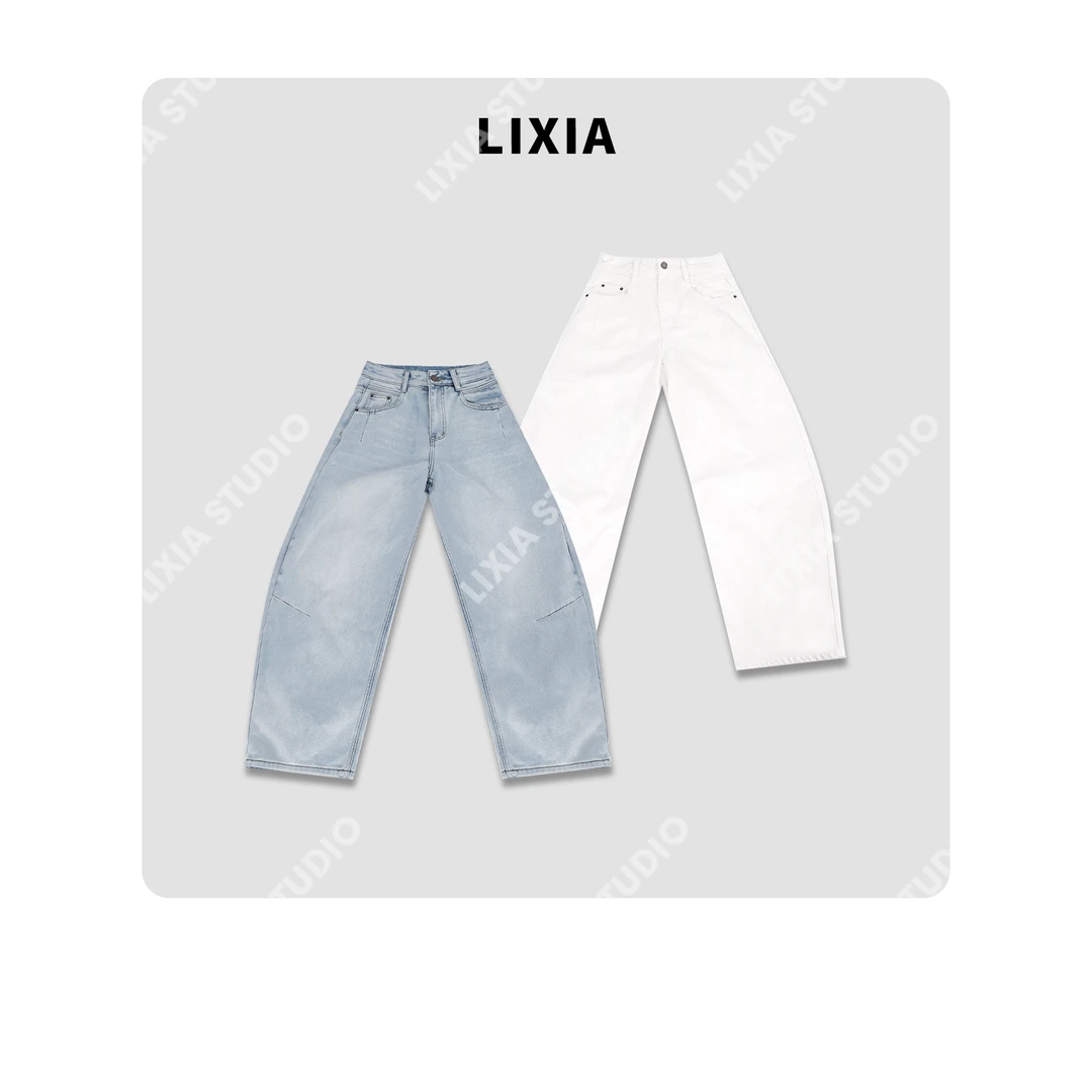 LIXIA【风语者】ins风休闲巨显瘦~口碑裤型抓毛牛仔裤-D10308