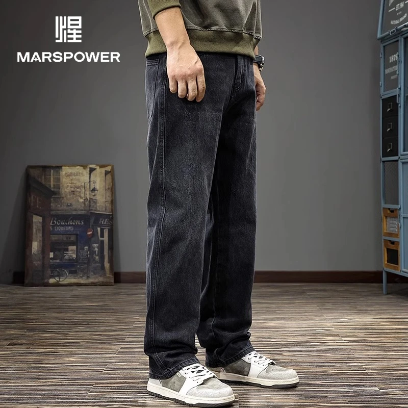 Cebrodz新款重磅牛仔裤男士2025春夏高街宽松直筒垂感阔腿裤潮