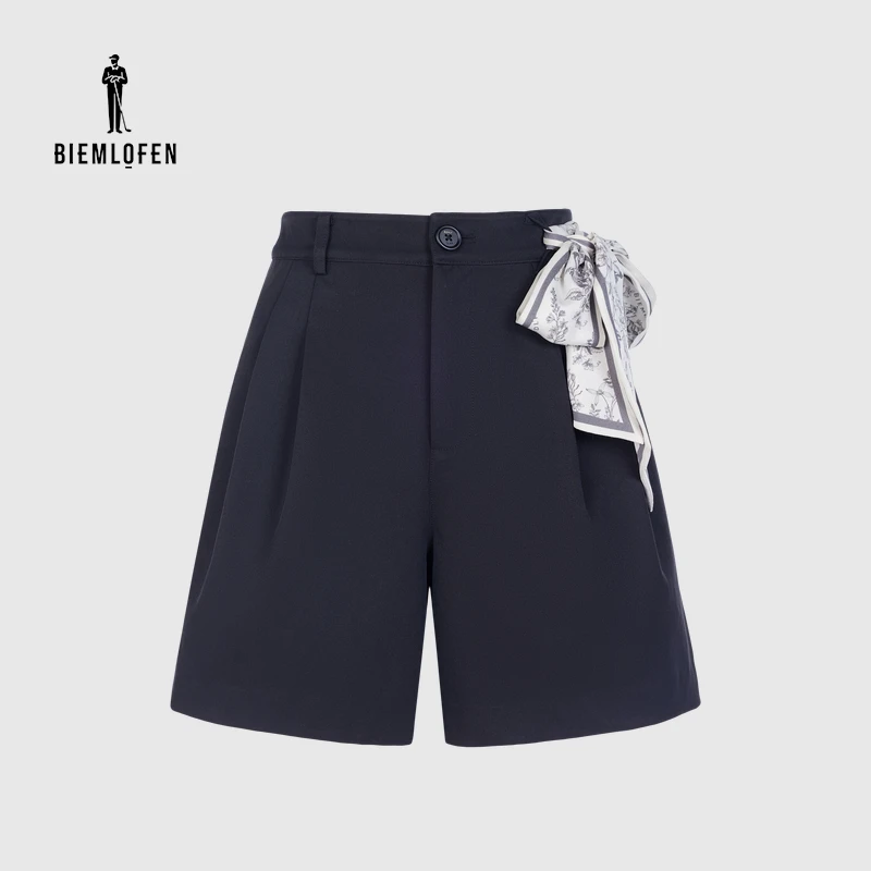 【易打理】比音勒芬休闲裤春夏新款女时尚休闲纯色简约日常通勤短裤