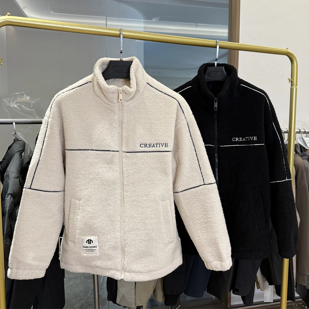 【H家】温暖仿羊羔绒！秋冬厚款男士时尚休闲立领宽松摇粒绒外套保暖