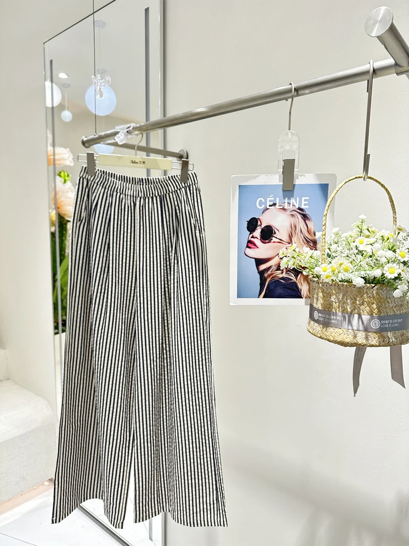 艾然夏款上新韩版条纹直筒裤43X8