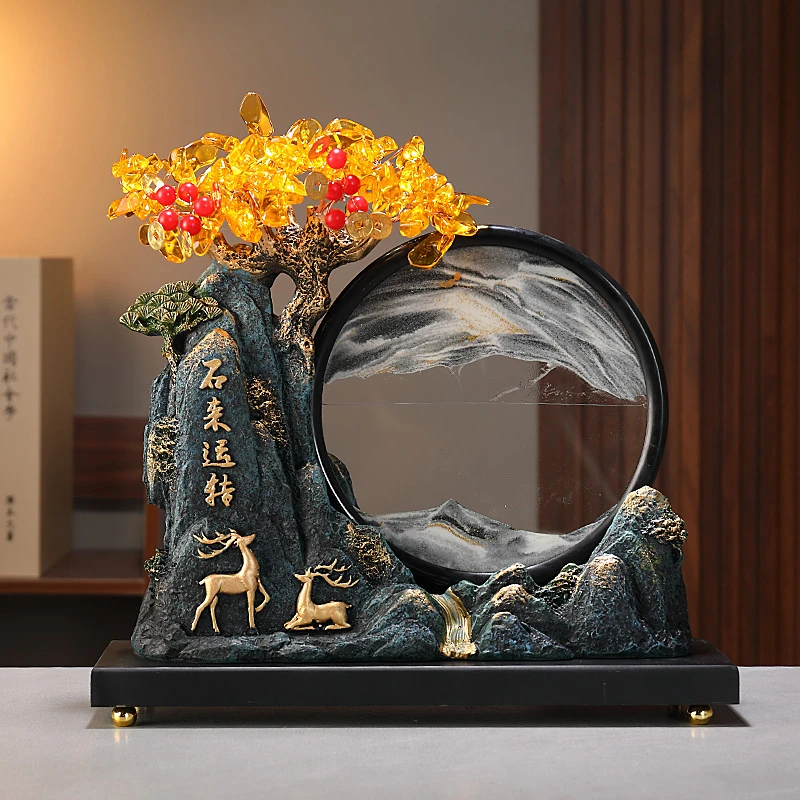 时来运转流沙画摆件客厅电视柜酒柜轻奢高档高级家居装饰品办公室