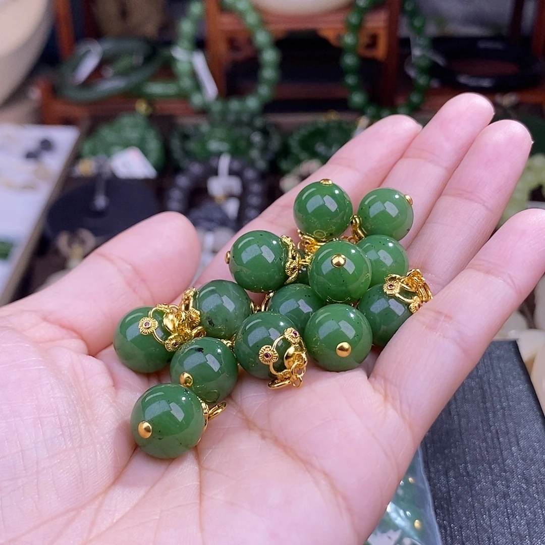 和田玉多样性发一 925.银碧玉圆珠未镶嵌