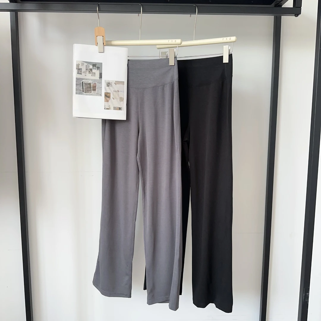 1242冰皮直筒裤，春夏新款垂感休闲显瘦阔腿裤健身跑步运动长裤