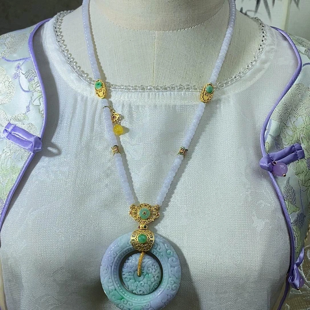 翡翠未镶嵌颈饰翡翠设计款套链