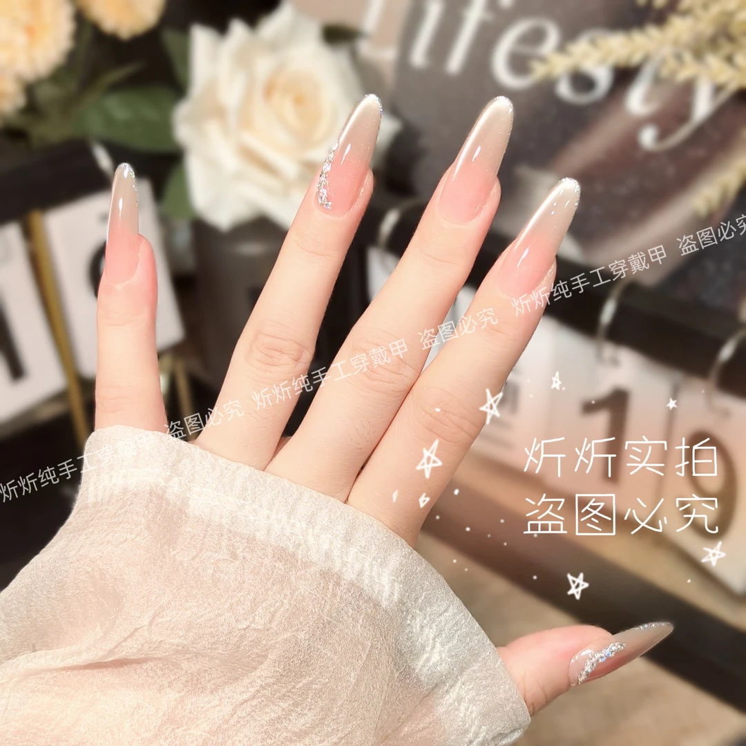 【流光】时尚清新纯欲高级感成品美甲穿戴式手工穿戴甲