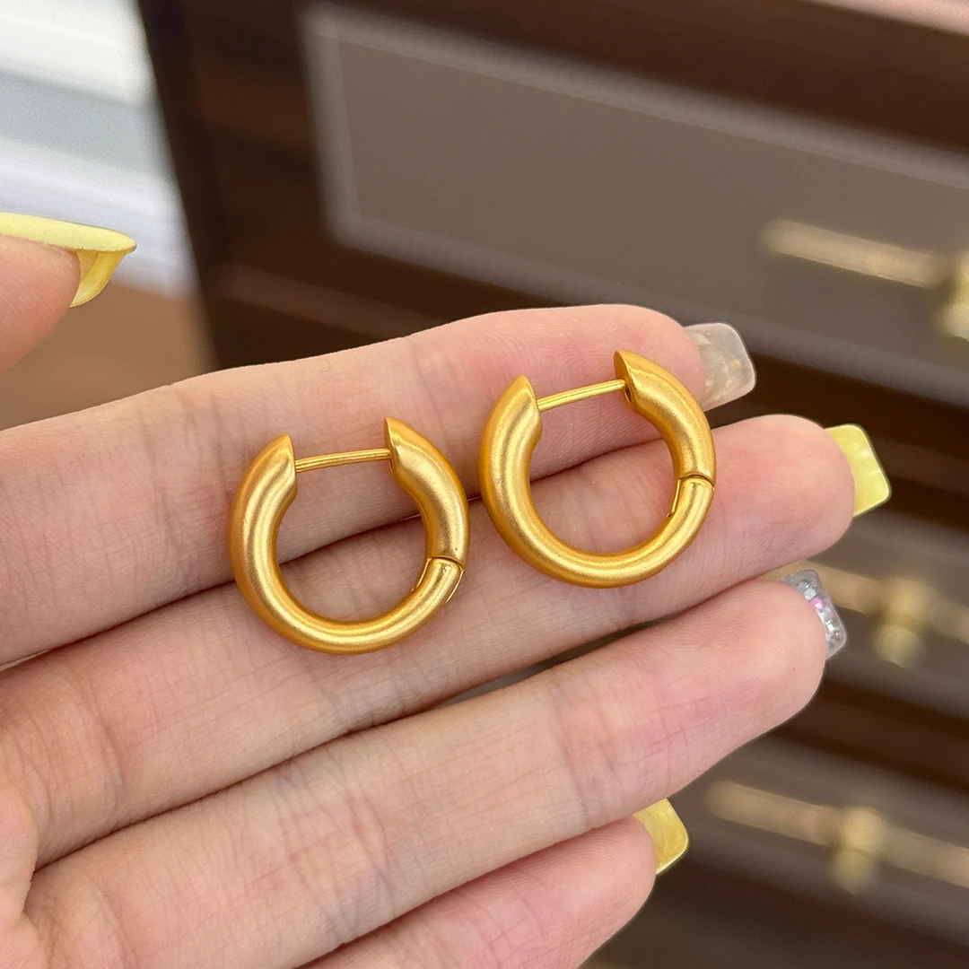 铜合金耳饰 QIAN YI S925银针 百搭哑光素圈耳环耳扣耳饰