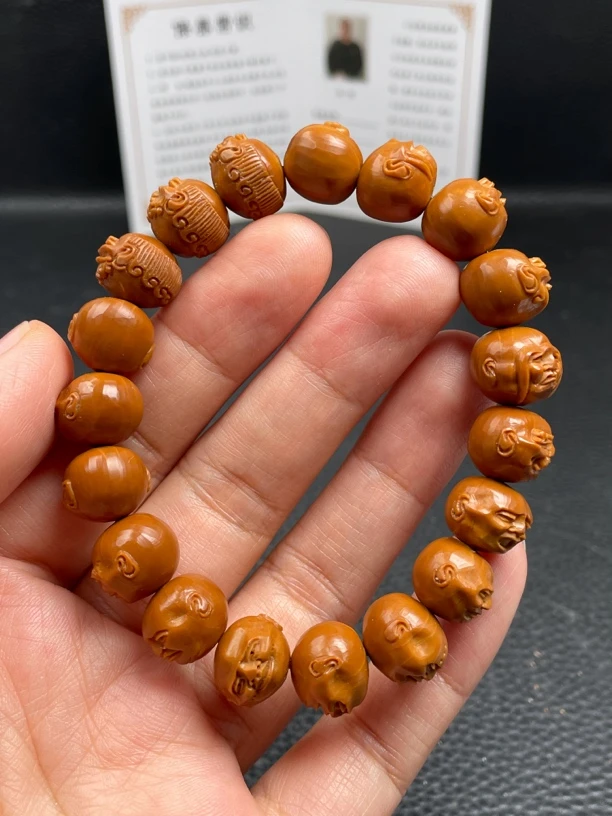 新款，橄榄核铁核1.3手工须派十八罗汉手串