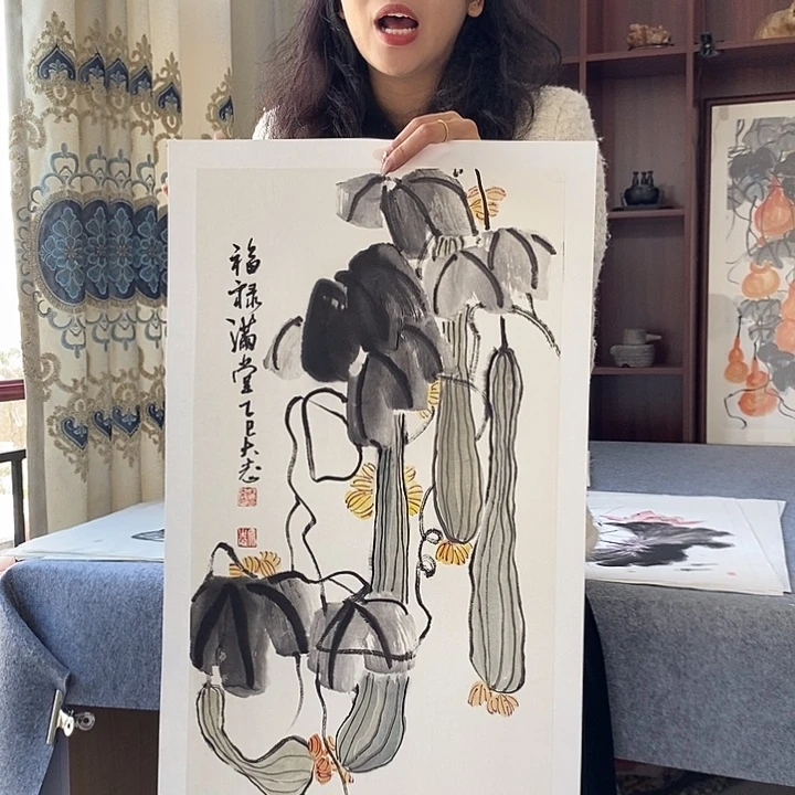 国画纯手绘国画写意作品34*68