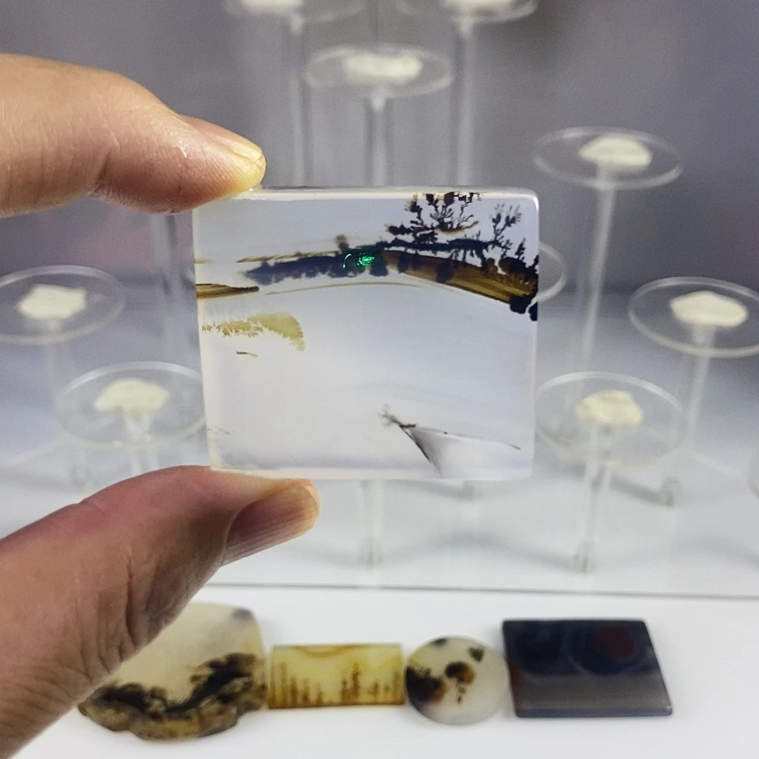 合成碳硅石非金属时尚图纹画面石饰品