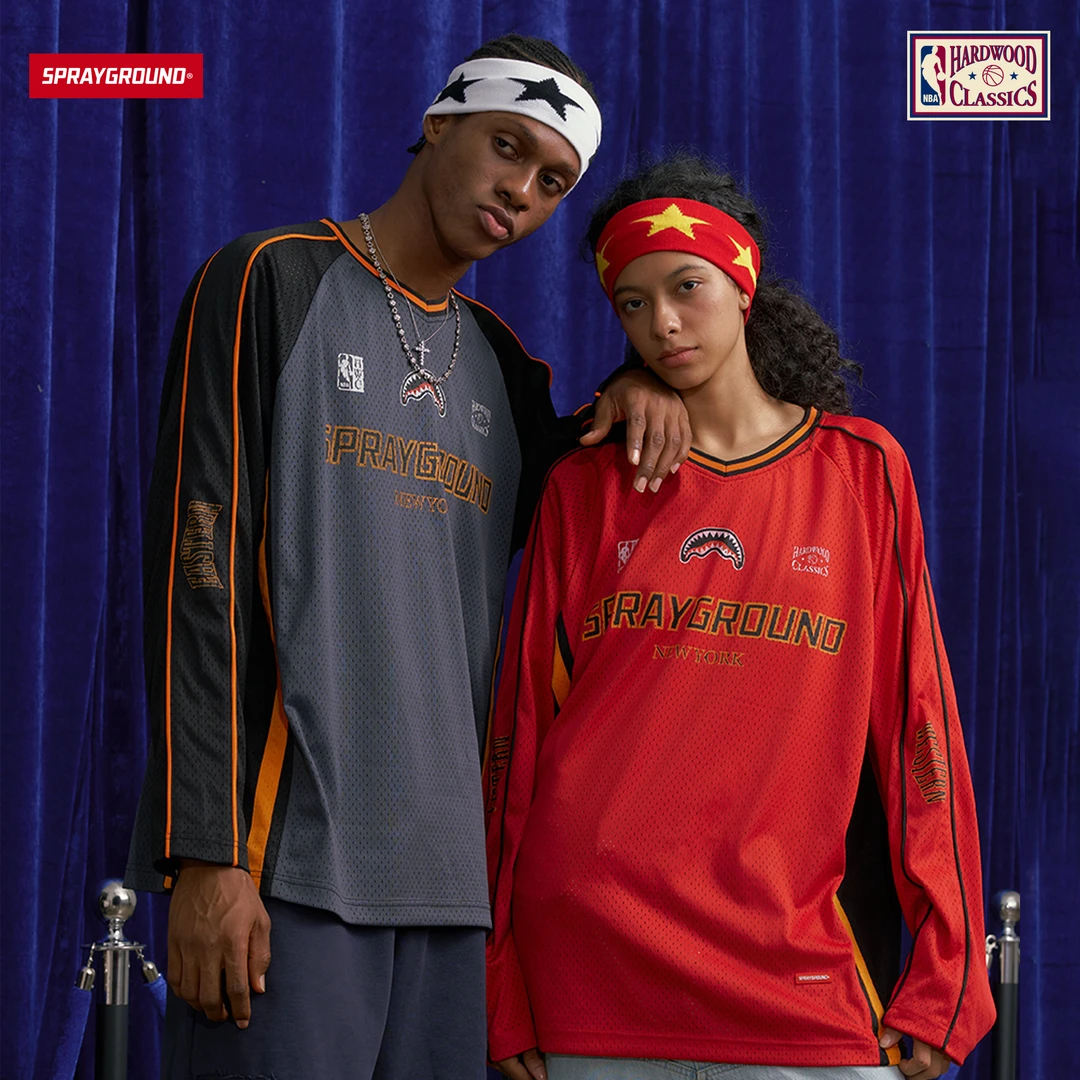 SPRAYGROUND I NBA HWC联名系列鲨鱼嘴长袖T恤复古HD NE230312