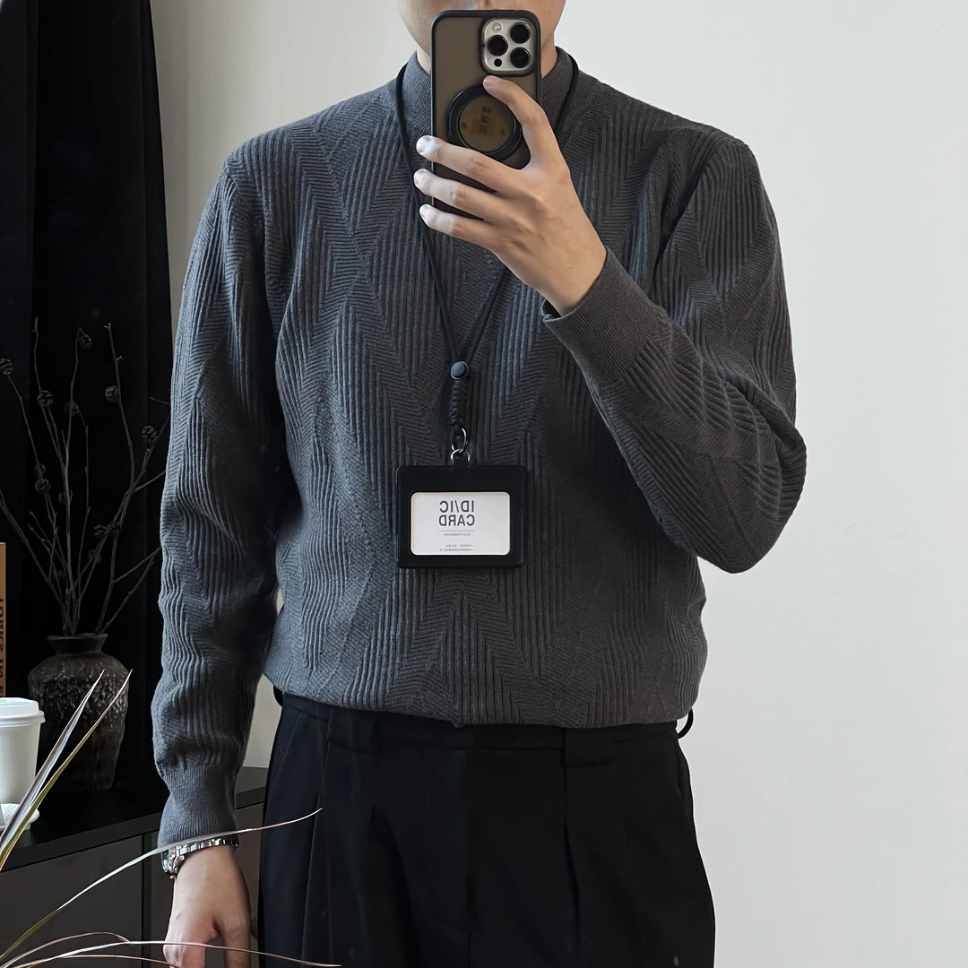 绵羊毛莱赛尔半高领毛衣男保暖2025秋冬新款抗起球中领针织打底衫