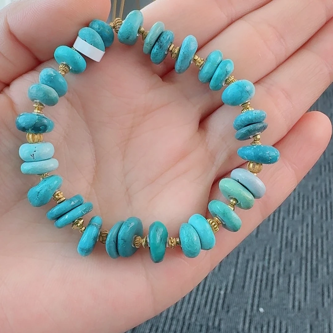 绿松石18K金镶嵌珠宝半成品