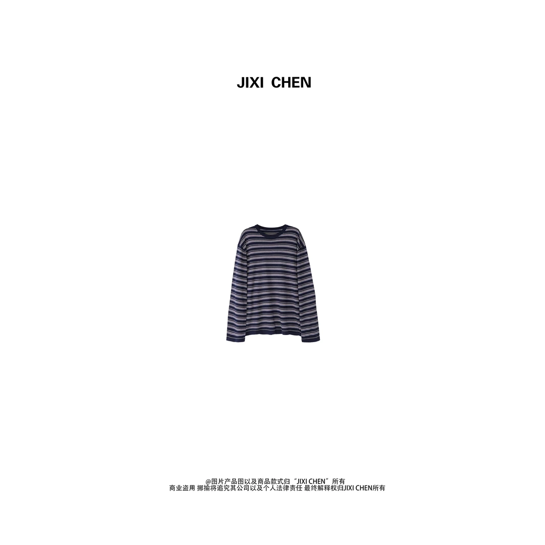 【JIXI CHEN】设计师款女装休闲时尚条纹针织上衣MC-82526661