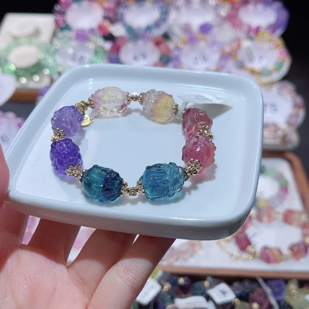 水晶手串未镶嵌小貔貅萤石