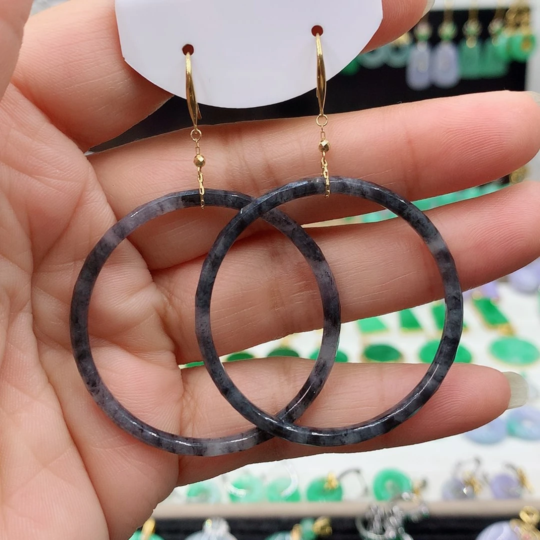 翡翠耳饰18K金镶嵌的