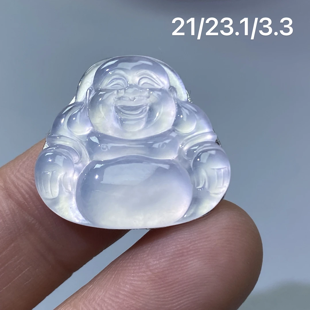 天然翡翠a货玻璃种佛公吊坠女士冰透巧雕通透挂坠