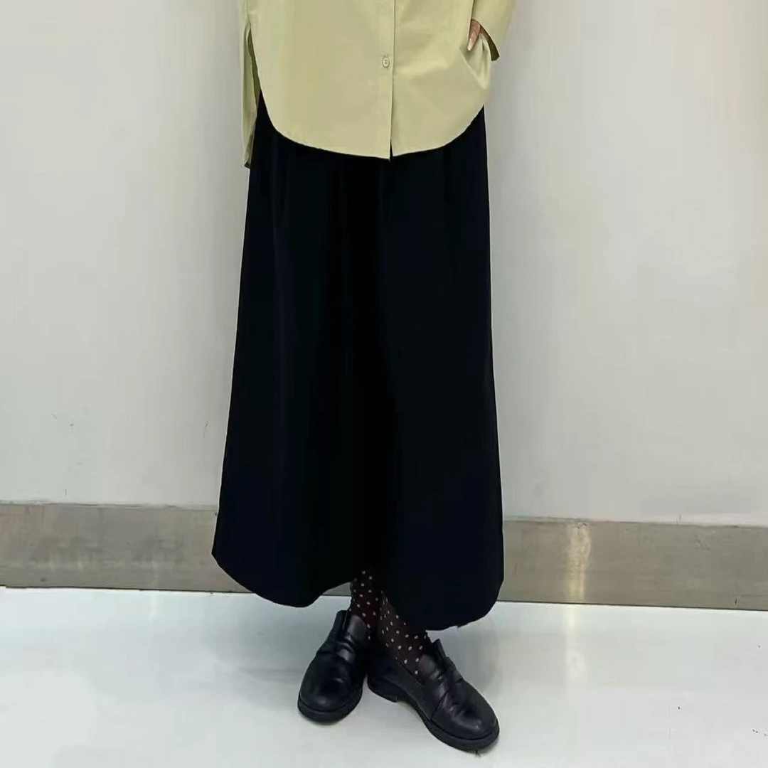 2025秋季新款韩系阔腿九分简约时尚女装宽松裤裙休闲裤