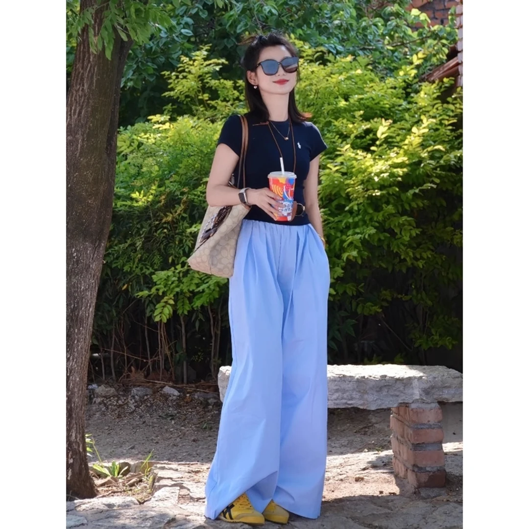 2025新款夏季套装时尚小清新百搭圆领T恤松弛2025网红炸街套装女