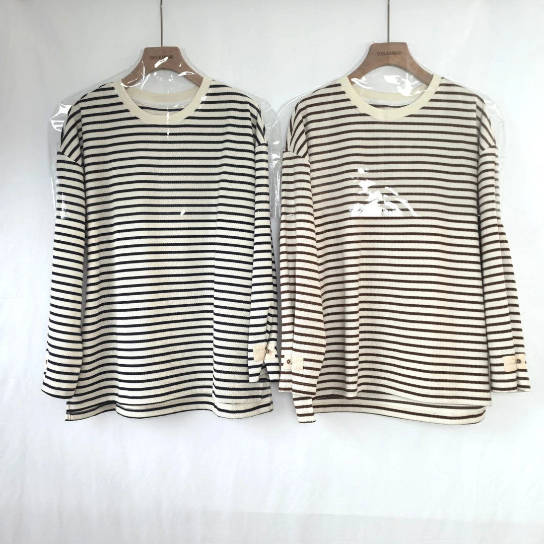 设计师款春季圆领宽松版长袖T恤大版遮肉显瘦慵懒风打底衫棉