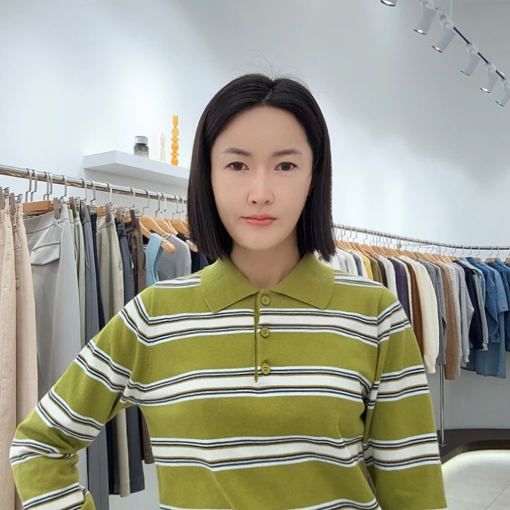 条纹毛衣Polo衫 均码