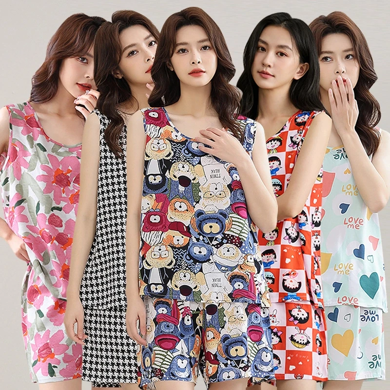 睡衣女款爆款2025新款夏季薄短袖短裤两件套可外穿棉绸家居服套装