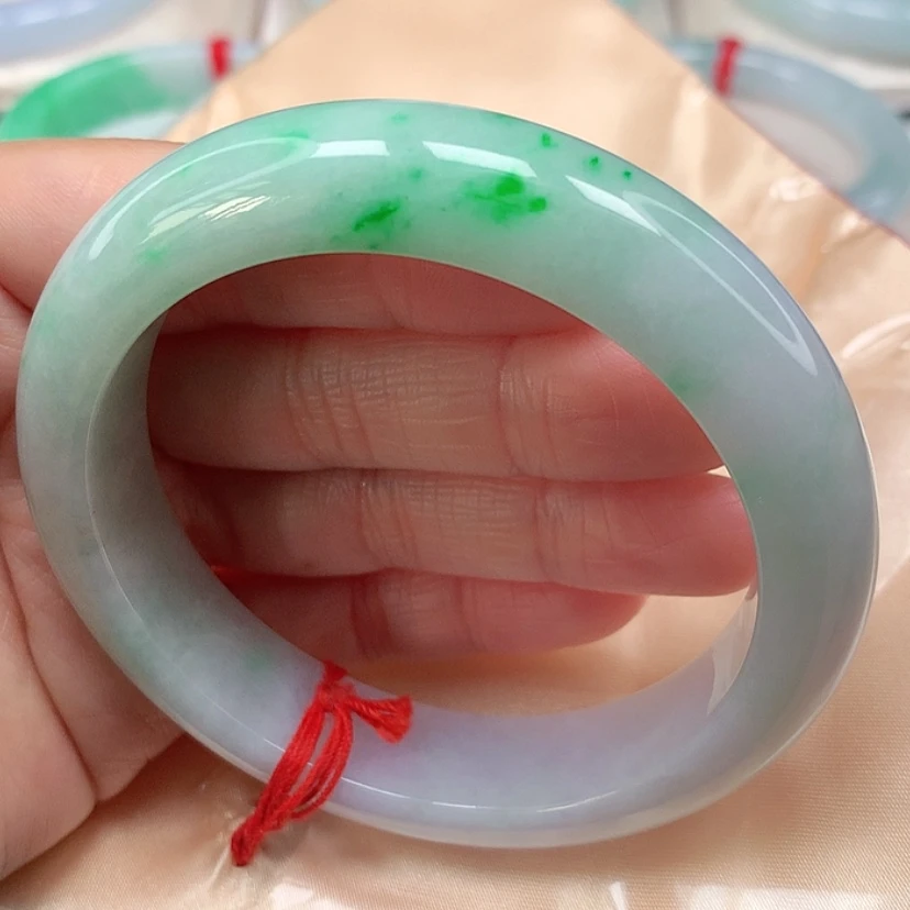 【闪购商品】翡翠手镯未镶嵌冰糯飘阳绿手镯5758圈12号