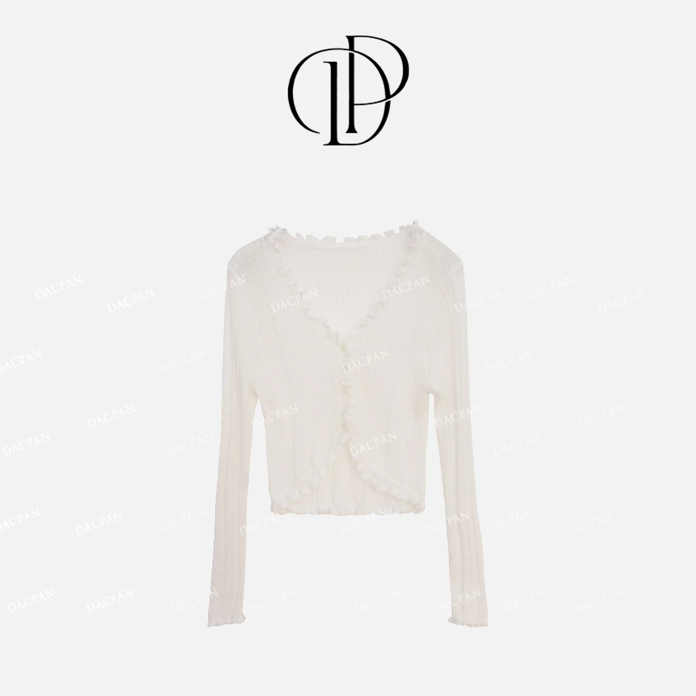 DACPAN-“温存记忆”荷叶边针织短开衫2025/盼·PP  2459
