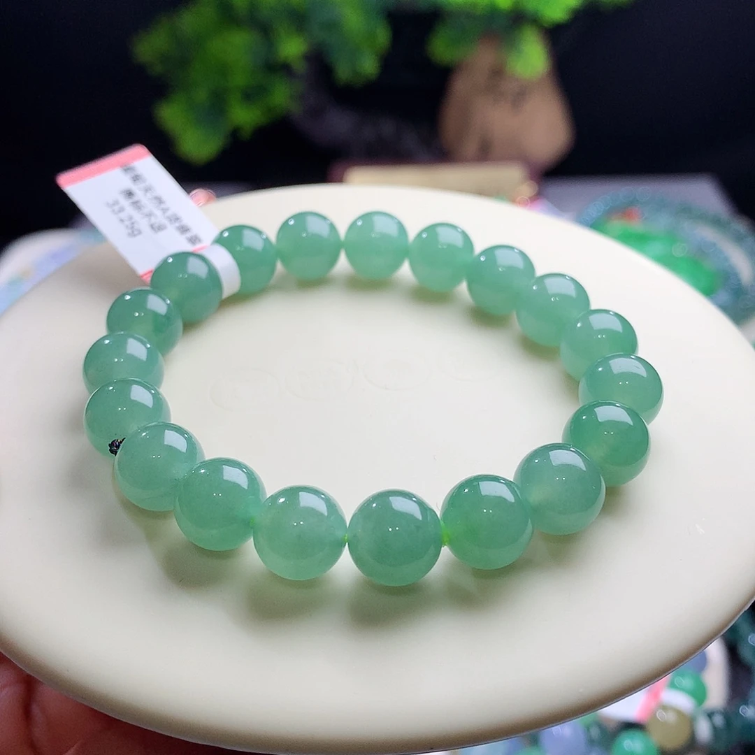 未镶嵌手串翡翠卡10mm冰胶晴水绿 清新明亮