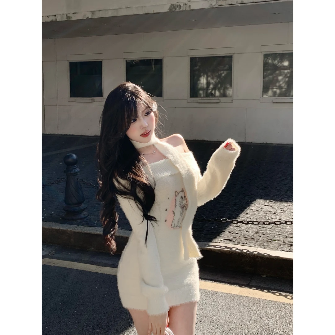 618清清MengFairy【纯欲咪咪】纯欲甜美毛织包臀修身连衣裙4201M