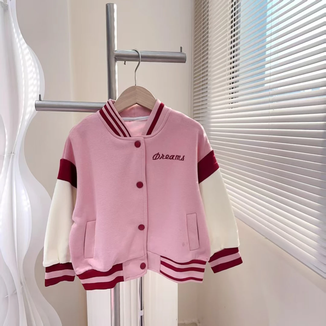 251009 女童春季韩版棉质休闲长袖卡通兔子棒球服外套