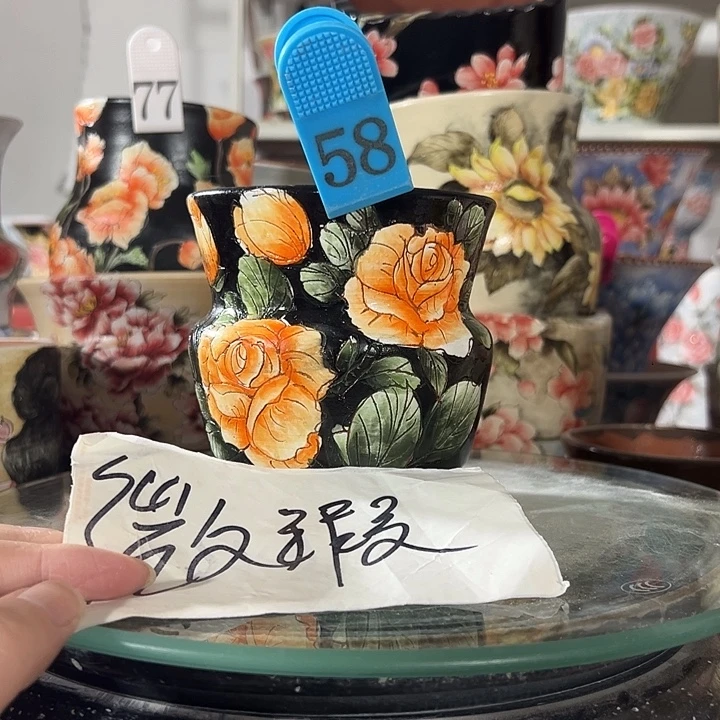 景德镇幸运花盆手绘韩式花盆