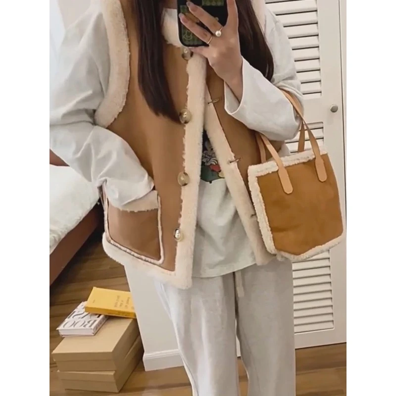 双面穿质量好马甲女坎肩外穿2025秋冬皮毛一体质量好背心马夹外套