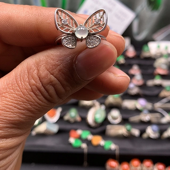 翡翠银S925镶嵌戒指