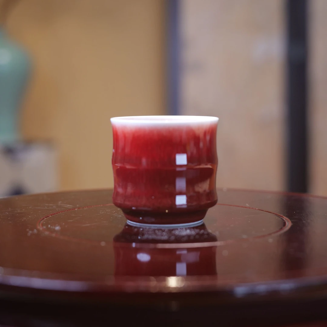 景德镇陶瓷郎红竹节杯