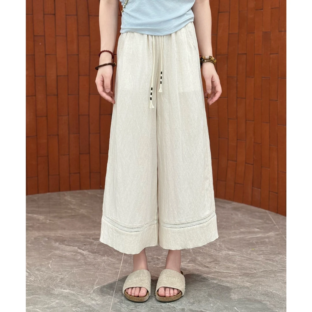 宿慕SUMU 夏季百搭裙裤2025新款5-23时尚舒适显瘦透气九分裤3232