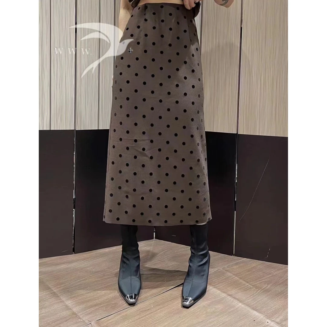 KIKI严选：88815-YS家欧货南油秋季新款高级感波点后开叉半身裙