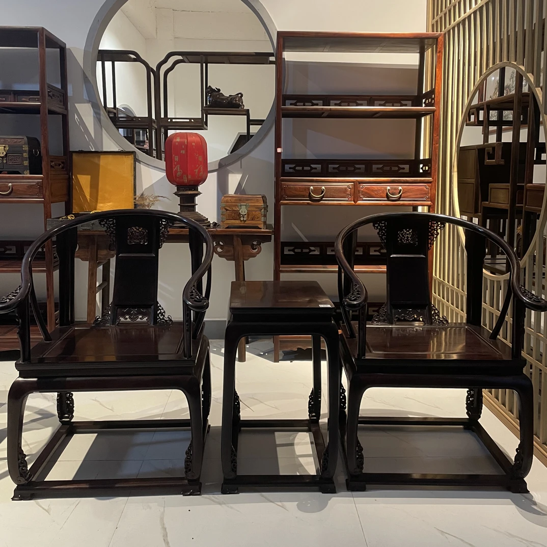 印度小叶紫檀檀香紫檀皇宫椅三件套