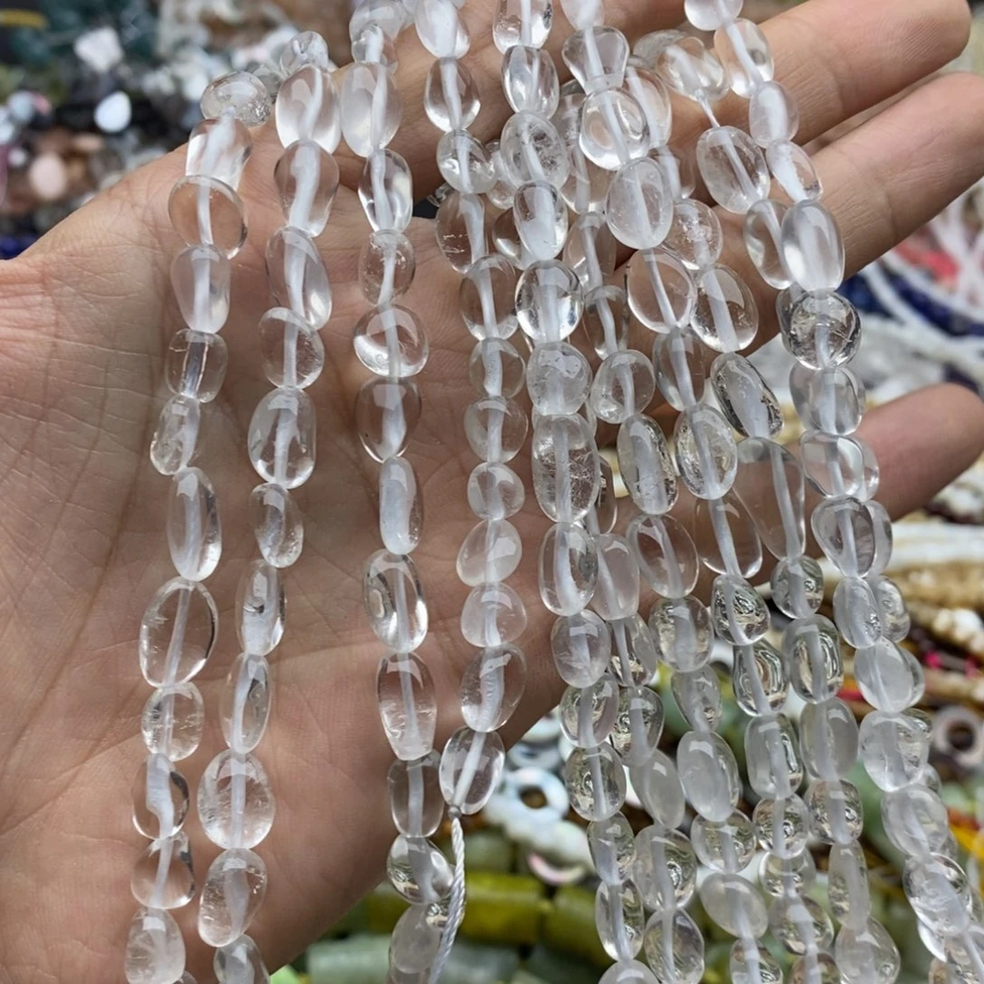 未镶嵌玛瑙/玉髓珠宝半成品一条天然透体白水晶随行7mm