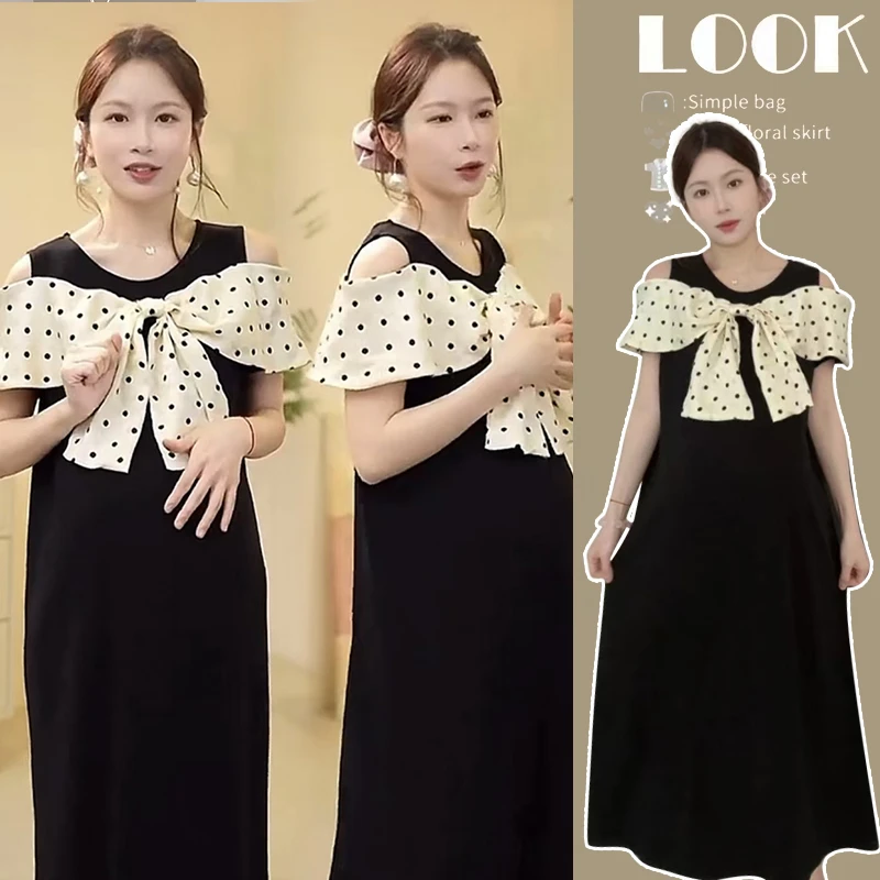 橙子家-孕妇夏季连衣裙2025新款休闲时尚宽松外穿简约中长款过膝