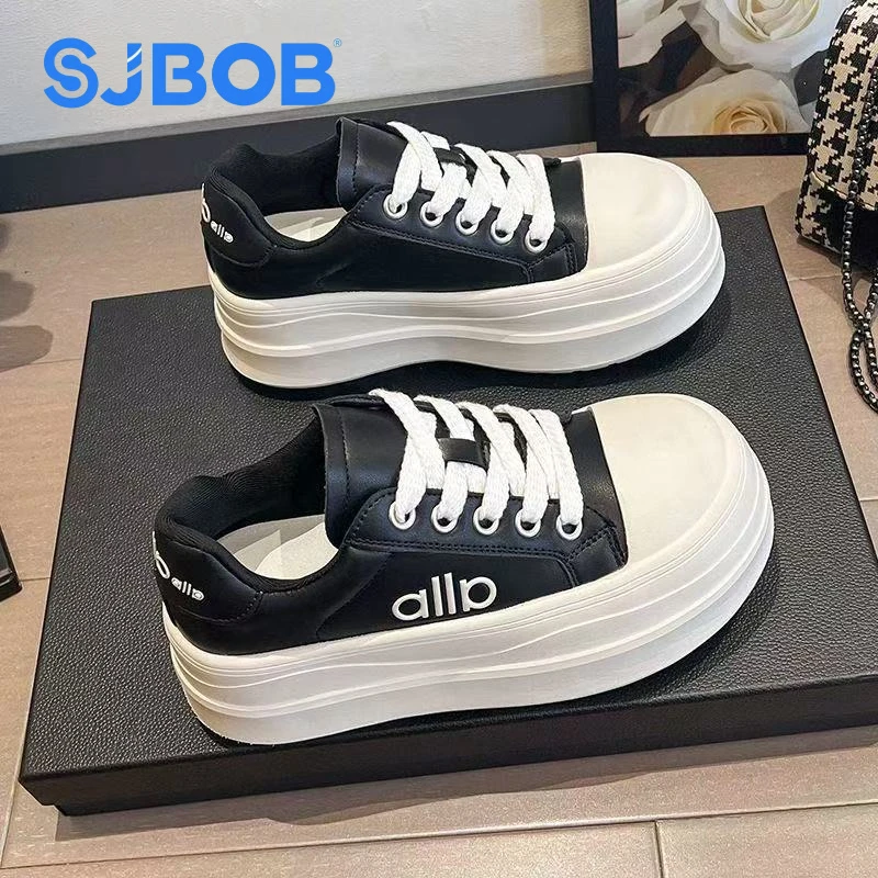 SJBOB丑萌大头面包鞋女2025秋季新款小个子厚底增高百搭松糕板鞋